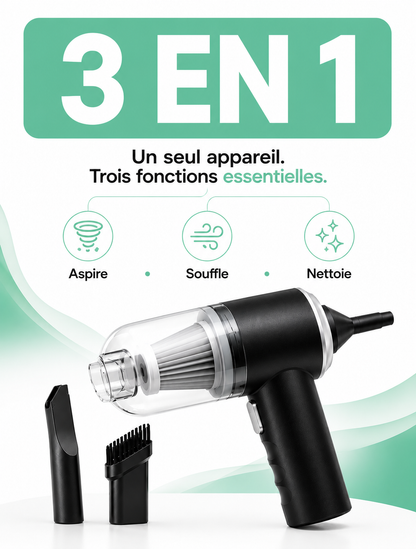 L’aspirateur portable 3-en-1 ultra-puissant qui se glisse par tout